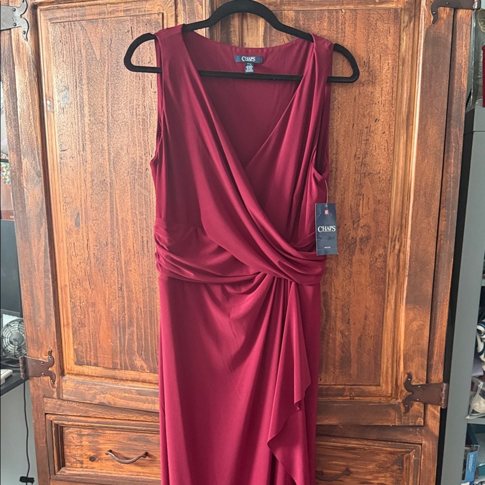 Chaps Women's Asymmetrical Burgundy/Wine maxi dress